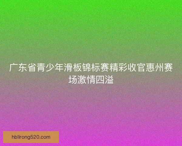 广东省青少年滑板锦标赛精彩收官惠州赛场激情四溢